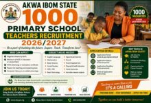 Akwa Ibom State 1000 Primary School Teachers Recruitment 2026/2027