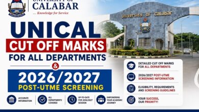 UNICAL Cut Off Marks for All Departments and 2026/2027 Post-UTME Screening
